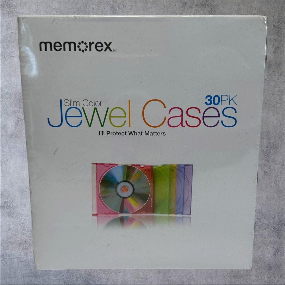 Memorex Slim Color Jewel Cases 30 Pack Multicolor New Sealed CD DVD Storage
